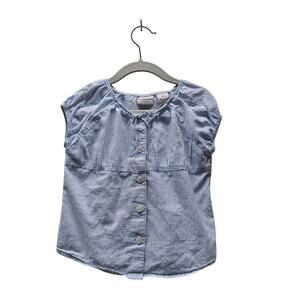 Covington Blue Gingham Top Girls 3T Button Front Cotton Blouse Shirt